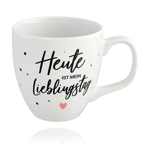 Him & I® - Jumbo Tasse mit Spruch Heute ist Mein Lieblingstag - 9,5 cm - 0,45 l - Porzellan Tasse groß - Kaffeetasse - Kaffeebecher - Geschenk Idee für Beste Freundin, Mama, Schwester & Kollegin von Him & I