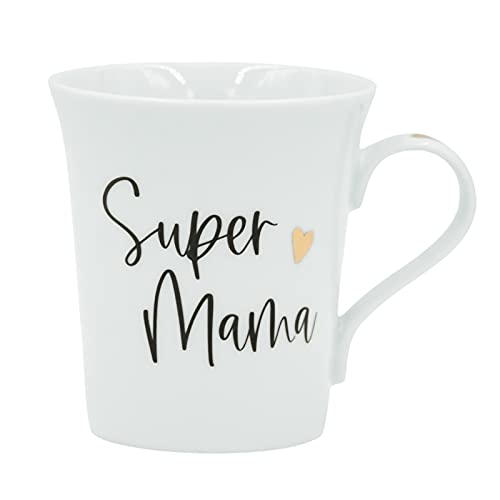 Him & I® - Super Mama Tasse mit Echtgold Veredelung - Geschenk für Mama - 340 ml - Porzellan Tasse - Kaffeetasse - Kaffeebecher - Geschenkidee für die Mama, beste Freundin & Kollegin von Him & I