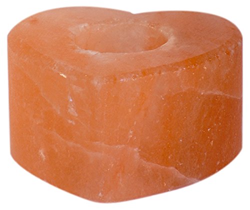 HIMALAYA SALT DREAMS Teelichthalter Herz, Kristallsalz aus Punjab/Pakistan, Orange, ca. 10,5 x 10,5 x 5,5 cm von Himalaya Salt Dreams