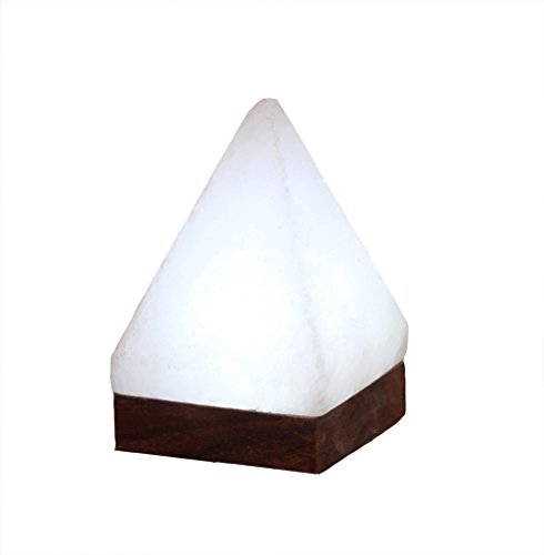 HIMALAYA SALT DREAMS Beleuchteter Salzkristall USB Pyramide White Line mit Holzsockel, Kristallsalz aus Punjab/Pakistan, Weiß, ca. 7 x 7 x 11 cm, 2-Einheiten von HIMALAYA SALT DREAMS