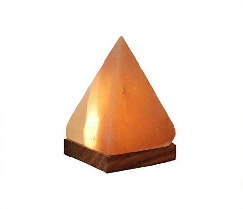 HIMALAYA SALT DREAMS Beleuchteter Salzkristall USB Pyramide mit Holzsockel, Kristallsalz aus Punjab/Pakistan, Orange, ca. 7 x 7 x 11 cm, 2-Einheiten von HIMALAYA SALT DREAMS