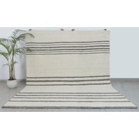 Elfenbein-Grauer Teppich Streifen Design Marokkanisch Inspiriert Boho-Dekor-#rw-4 von HimalayanRugsCo