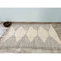 Handgewebter Boho Teppich Baumwolle Soft Feel Marokkanisch Inspiriert Beni Ourain.-#md-56 von HimalayanRugsCo
