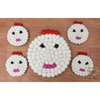 Hühner Filzkugel Untersetzer Set. 100 % Wolle von HimaliHandicraft