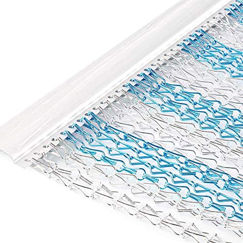 Himifuture 90 x 200 cm Silberfarbener Aluminium-Kettenvorhang Fliegenvorhang Insektenschutzvorhang Schädlingsbekämpfung Vorhang Blau & Silber von Himifuture