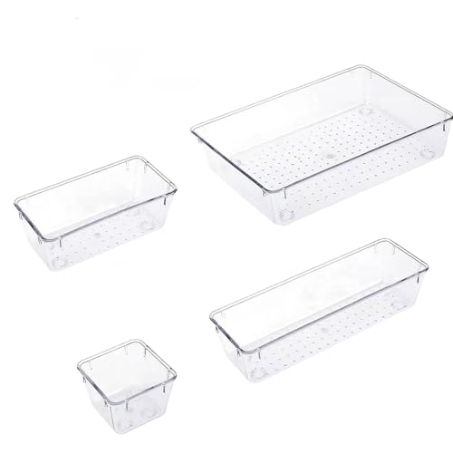 Himilucky Schubladen-Organizer-Set, 4 Größen, Schreibtisch-Schubladen-Organizer, Kühlschrank-Aufbewahrungsbehälter, Organisation, Lebensmittelaufbewahrung, Snack-Organizer, Aufbewahrungsbehälter für Himilucky Schubladen-Organizer-Set, 4 Größen, Schreibtisch-Schubladen-Organizer, Kühlschrank-Aufbewahrungsbehälter, Organisation, Lebensmittelaufbewahrung, Snack-Organizer, Aufbewahrungsbehälter für von Himilucky