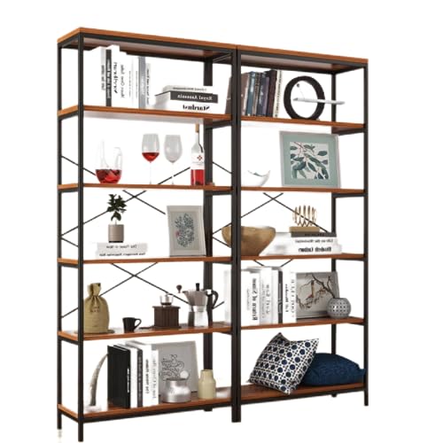 Himimi 2 Stück 6-stöckigen Bücherregal Industriestil Übergröße Standregal Aufbewahrungsregal Ablagen für Büro, Wohnzimmer, Küche, Balkon, 30 x 81 x 180 cm von Himimi