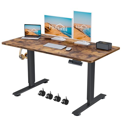 Höhenverstellbarer Schreibtisch mit 4 Memory-Funktion,Elektrischer Schreibtisch Höhenverstellbar,Ergonomischer Steh-Sitz Tisch Stehpult Verstellbarer Computertisch, Standing Desk,140 x 60 cm, Braun von Himimi