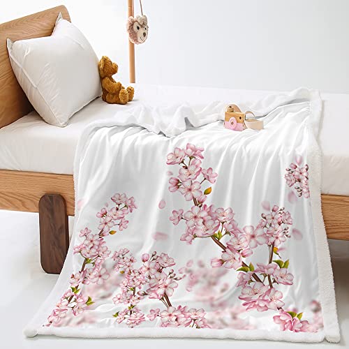 Himlaya 3D Blumen Wohndecke Tagesdecke Decke Fleecedecke Polyester Weich Wärme Gemütlich Bettüberwurf Erhältlich Dicke Sofadecke Deckeldecke (Kirschblüten,120x90cm) von Himlaya
