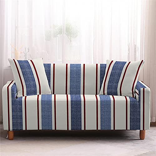 Himlaya 3D Elastischer Sofabezug Stretch Couchbezug Sesselbezug Elastischer Antirutsch Stretchhusse 1/2/3/4 Sitz Weich Stoff Sofabezug Möbelschutz Verzieren (Einfache Streifen 1,3 Sitze: 190-230 cm) von Himlaya