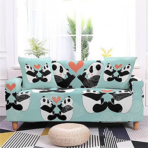Himlaya 3D Elastischer Sofabezug Stretch Couchbezug Sesselbezug Elastischer Antirutsch Stretchhusse 1/2/3/4 Sitz Weich Stoff Sofabezug Möbelschutz Verzieren (Panda,3 Sitze: 190-230cm) von Himlaya