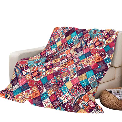 Himlaya Blau Rot Patchwork Kuscheldecke Flanell Kinder Fleecedecke Decke, Flauschige Weich Warm Wohndecke für Sofa Bett, Dicke Sofadecke Couchdecke Tagesdecke (Rot,150x200cm) von Himlaya