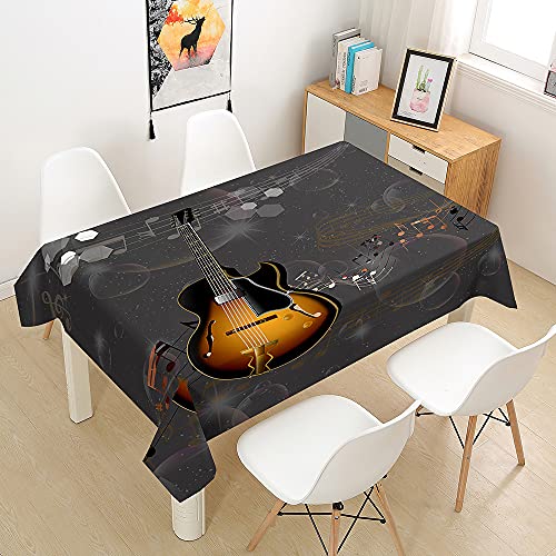 Himlaya Tischdecke Abwaschbar Wasserdicht, 3D Gitarre Drucken Tischtuch Rechteckig Wachstuchtischdecke, Tischdecken Pflegeleicht Fleckschutz Outdoor Küche Garten Deko (Dunkelgrau,140x240) von Himlaya