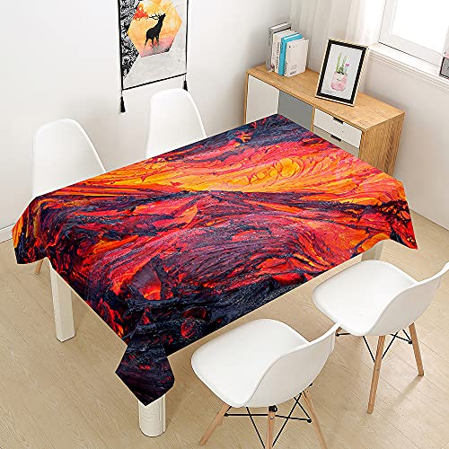 Himlaya Tischdecke Abwaschbar Wasserdicht, 3D Naturkatastrophe Drucken Tischtuch Rechteckig Wachstuchtischdecke, Tischdecken Pflegeleicht Fleckschutz Outdoor Küche Garten Deko (Lava,100x140) von Himlaya