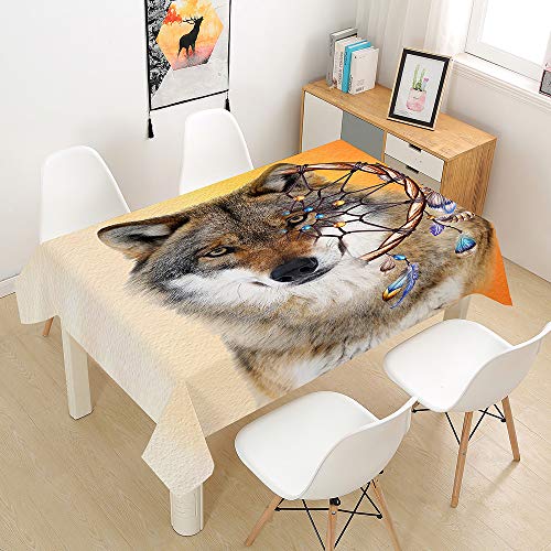 Himlaya Tischdecke Abwaschbar Wasserdicht, 3D Wolf Drucken Tischtuch Rechteckig Wachstuchtischdecke, Tischdecken Pflegeleicht Fleckschutz Outdoor Küche Garten Deko (Traumfänger,100x140) von Himlaya