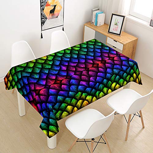 Himlaya Tischdecke Abwaschbar Wasserdicht, Tischtuch Rechteckig Wachstuchtischdecke 3D Drache Drucken, Tischdecken Pflegeleicht Fleckschutz Outdoor Küche Garten Deko (Bunt,90x90) von Himlaya