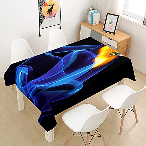 Himlaya Tischdecke Abwaschbar Wasserdicht, Tischtuch Rechteckig Wachstuchtischdecke 3D Flammen Drucken, Tischdecken Pflegeleicht Fleckschutz Outdoor Küche Garten (60x60cm,Blauer Rauch) von Himlaya