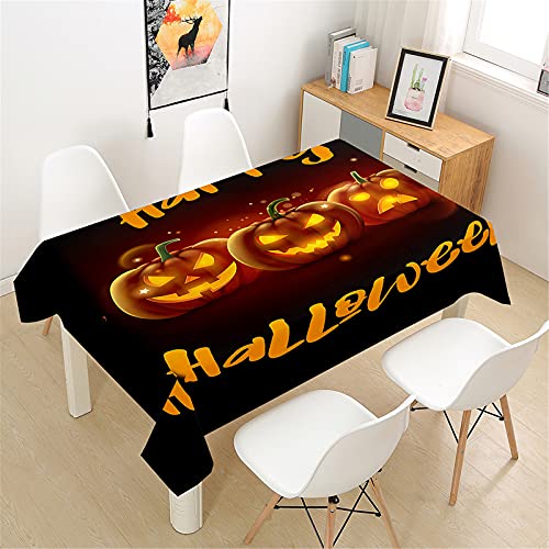 Himlaya Tischdecke Abwaschbar Wasserdicht, Tischtuch Rechteckig Wachstuchtischdecke 3D Halloween Drucken, Tischdecken Pflegeleicht Fleckschutz Outdoor Küche Garten (Orange Leuchtend,140x200cm) von Himlaya