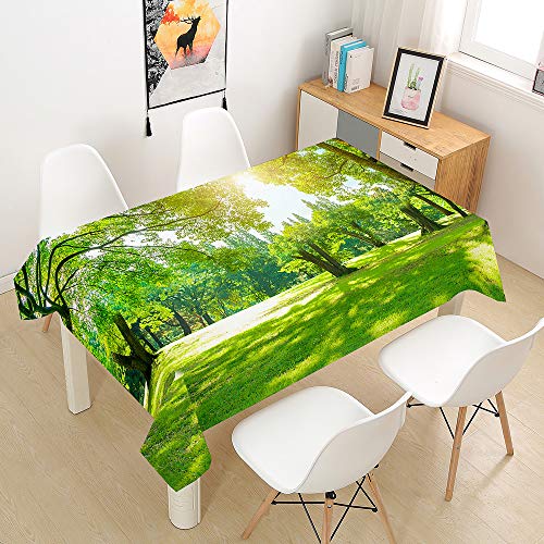 Himlaya Tischdecke Abwaschbar Wasserdicht, Tischtuch Rechteckig Wachstuchtischdecke 3D Wald Drucken, Tischdecken Pflegeleicht Fleckschutz Outdoor Küche Garten Deko (Sonnenlicht,90x90) von Himlaya