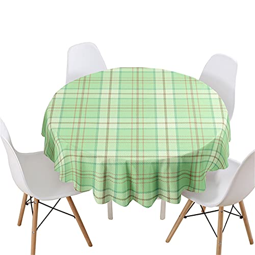 Himlaya Tischdecke Rund, 3D Plaid Drucken Tischdecken Wasserdicht Lotuseffekt Abwischbar Abwaschbar Tischtuch für Küche Garten Outdoor - Verschiedene Größen (Grünes Plaid,Durchmesser 200cm) von Himlaya