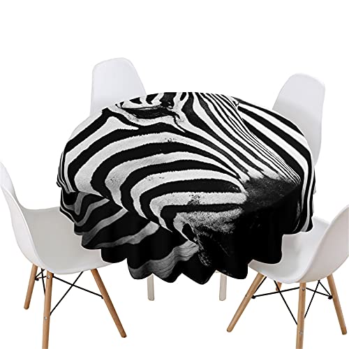 Himlaya Tischdecke Rund Abwaschbar, 3D Zebra Drucken Tischdecken Wasserdicht Abwischbar Tischtuch für Küche Garten Outdoor - Verschiedene Größen (Schwarzes Zebra,Durchmesser 150cm) von Himlaya