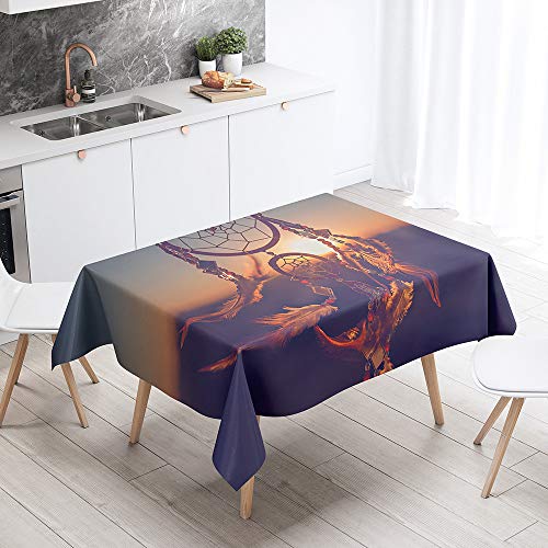 Himlaya Traumfänger Tischdecke 3D Abwaschbar, Rechteckig Wachstuchtischdecke, Pflegeleicht Fleckschutz Ölfest Abwaschbar Outdoor Garten Deko (Sonnenuntergang,90x90) von Himlaya