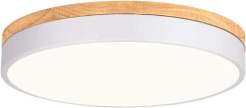 Himmel Holz LED Unterputz Deckenleuchte,40cm Runde dimmbare Deckenleuchte, 3 Farben Dimmen （3000k/4000k/6000k） Auswahlbare minimalistische Deckenleuchte für Wohnzimmer, Schlafzimmer (Weiß) von Himmel