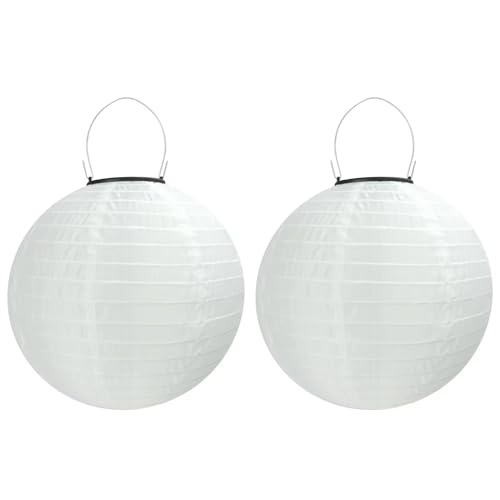 Lampions Solar Außen,Himmel 2 Stücke Solar LED Laterne Wasserdicht Nylon Hängende Gartenlaterne 25cm Solar Beleuchtung für Garten, Hof, Terrasse, Hochzeit, Halloween Fest Deko (Weiß) von Himmel