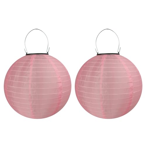 Lampions Solar Außen,Himmel 2 Stücke Solar LED Laterne Wasserdicht Nylon Hängende Gartenlaterne 25cm Solar Beleuchtung für Garten, Hof, Terrasse, Hochzeit, Halloween Fest Deko (rosa) von Himmel