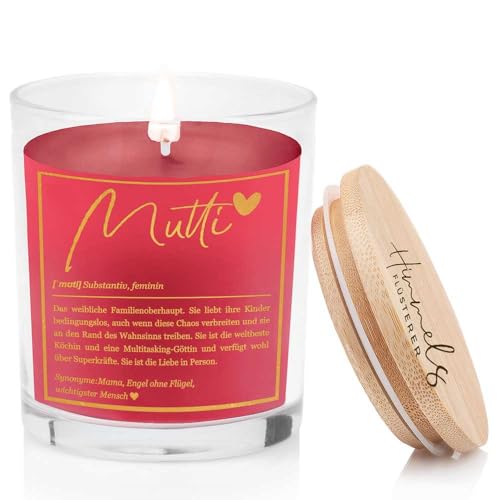 Himmelsflüsterer - Duftkerze im Glas - Muttertagsgeschenk | rot | Bratapfel Duft | Handgemacht | 100% Sojawachs | 200 g Wachs | bis zu 50h lange Brenndauer | Geschenke zum Muttertag von Himmelsflüsterer