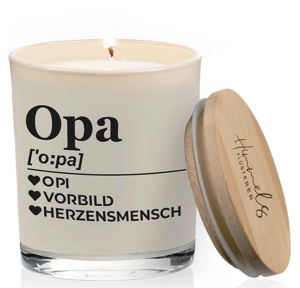 Himmelsflüsterer Duftkerze im Glas Opa Geschenk Handgemacht 100% Sojawachs (200 g Wachs 50h Brenndauer Kerze, Geschenkidee Geburtstag), weißes Wachs Vanille Duft von Himmelsflüsterer