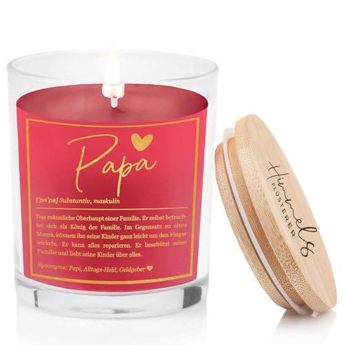 Himmelsflüsterer - Duftkerze im Glas - Papa Geschenk | rot | Bratapfel Duft | Handgemacht | 100% Sojawachs | 200 g Wachs | bis zu 50h lange Brenndauer | Vatertagsgeschenk von Himmelsflüsterer