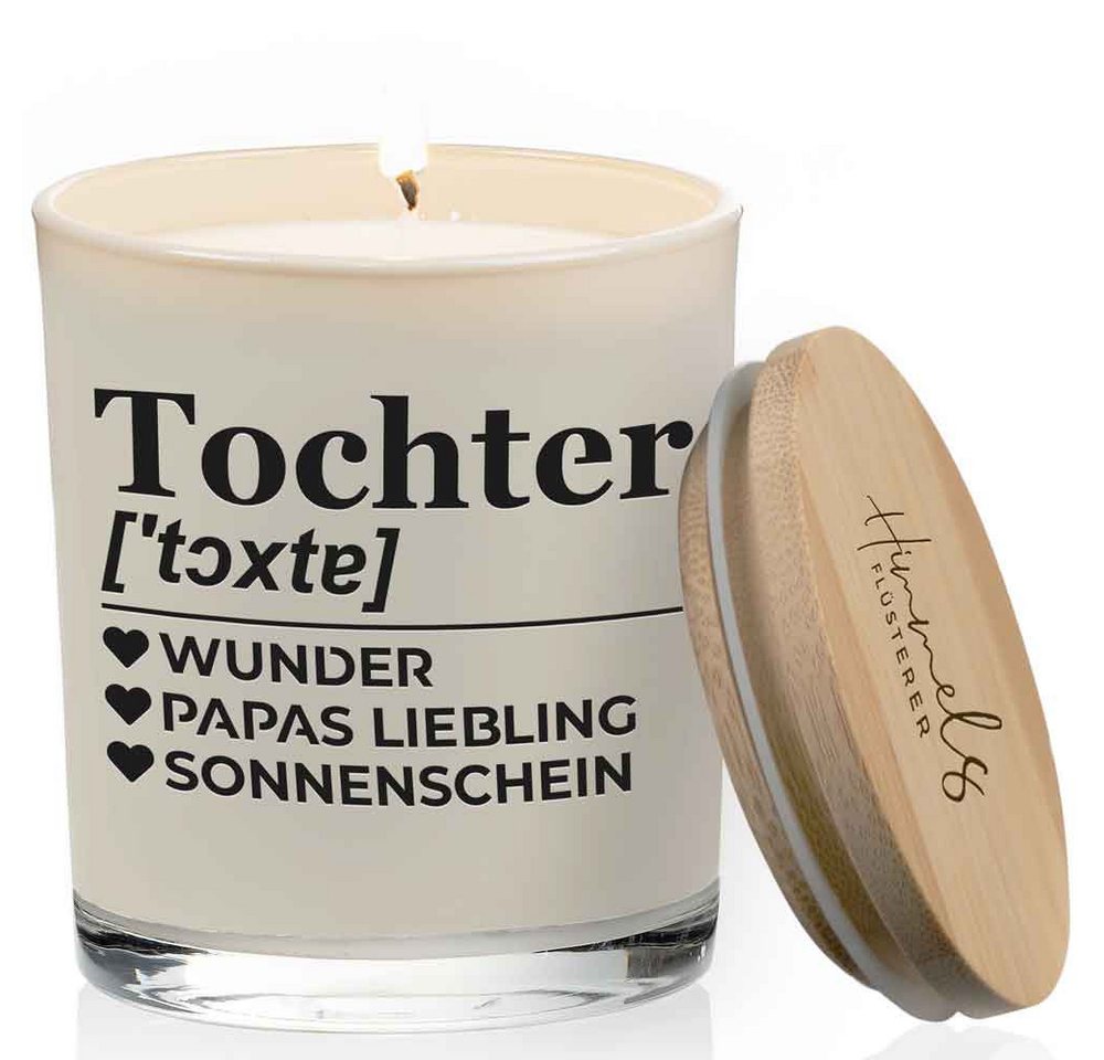 Himmelsflüsterer Duftkerze im Glas Tochter Geschenk Handgemacht 100% Sojawachs (200 g Wachs 50h Brenndauer Kerze, Geschenkidee Geburtstag), weißes Wachs Vanille Duft von Himmelsflüsterer