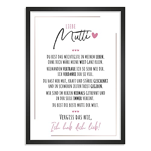 Himmelsflüsterer - Kunstdruck-Poster Nr. 5 "Poesie | Mutter Geschenk | Muttertagsgeschenk | Geschenke für Mutter Geburtstag | Geschenke zum Muttertag| DIN A4 (mit Rahmen) von Himmelsflüsterer