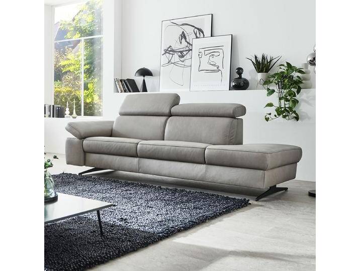 Himolla 1183 Spektra Recamiere mit Kopfteilverstellung sowie klappbarem höhenverstellbarem Armteil in grau aus der Ledergruppe 24 auf Metallkufen Himolla 1183 Spektra Recamiere mit Kopfteilverstellung sowie klappbarem höhenverstellbarem Armteil in grau aus der Ledergruppe 24 auf Metallkufen von Himolla