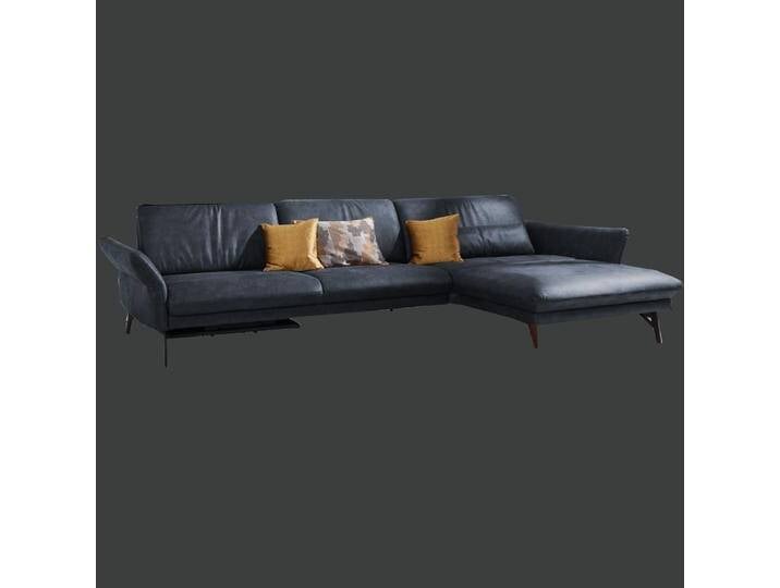 Himolla 1928 Promotion Ecksofa mit Recamiere recht mit Sitztiefenverstellung und elektrischer Fußteilverstellung in blau in anderen Farben möglich von Himolla