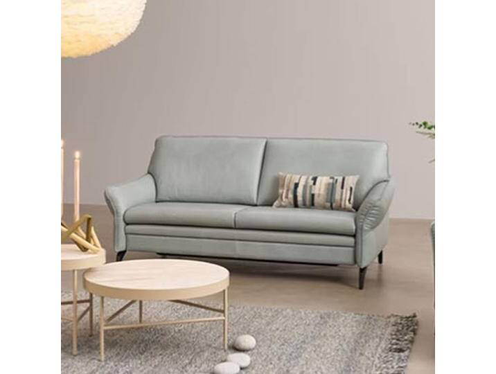 Himolla 2360 Sleepoly Einzelsofa 2-Sitzer mit Schlaffunktion in blau aus der Ledergruppe 22 auf Metallfüßen anthrazit von Himolla