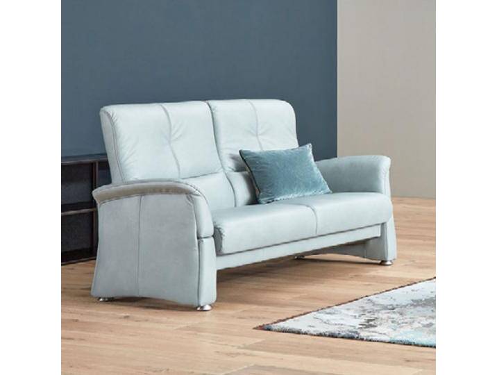 Himolla 6001 Select Einzelsofa 2-Sitzer mit manueller Kopfteilverstellung in blau aus der Ledergruppe 22 auf gebürsteten Alufüßen von Himolla