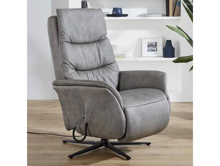 Himolla 7091 Easy Swing Relaxsessel 2-motorisch mit Handschalter verschiedene Massage-Programme Sitzkomfort med in Echtleder grau mit Metallsternfuß von Himolla