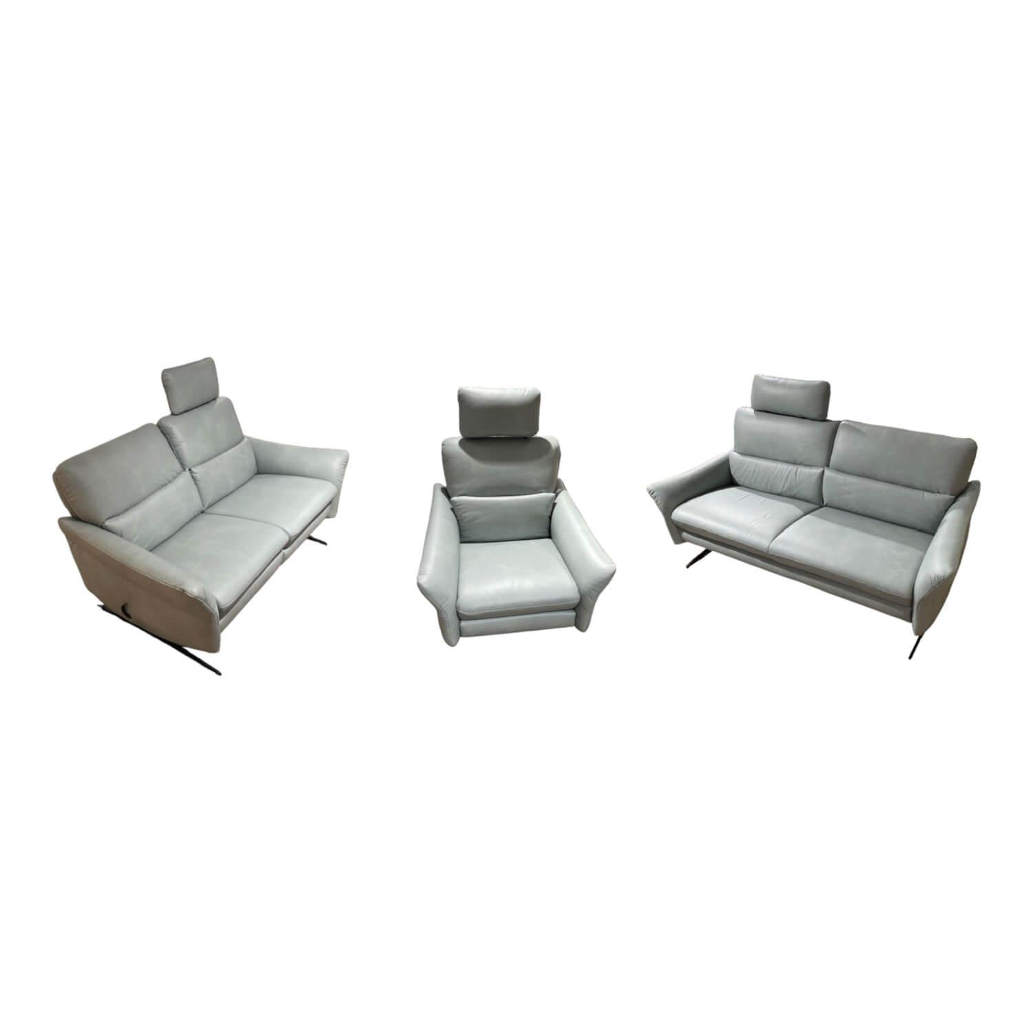 Garnitur 6270 Und 7270 Bezug Leder Longlife Soft 22 Jade Blau Grau Füße Metall S... Garnitur 6270 Und 7270 Bezug Leder Longlife Soft 22 Jade Blau Grau Füße Metall S... von himolla
