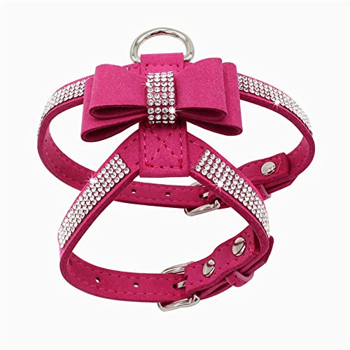 Hundegeschirr mit Strasssteinen, Katzengeschirr mit Fliege, niedlich, ausgefallen, funkelnd, hübscher Kristalldiamant für kleine Haustiere, Yorkie, Chihuahua, Rose, XXS von HimyBB