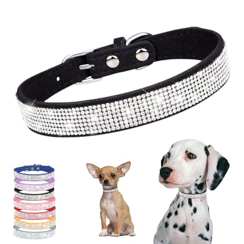 Hundehalsband, schillernd, funkelnd, mit Strasssteinen, verstellbar, für Welpen, Katzen, Haustiere, Größe M von HimyBB