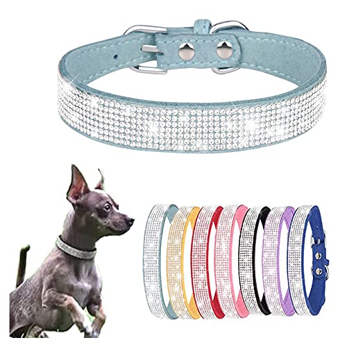 Hundehalsband, schillernd, funkelnden Kristall-Strasssteinen, verstellbar, für Welpen, Katzen, Haustier, Hellblau, Größe XS von HimyBB