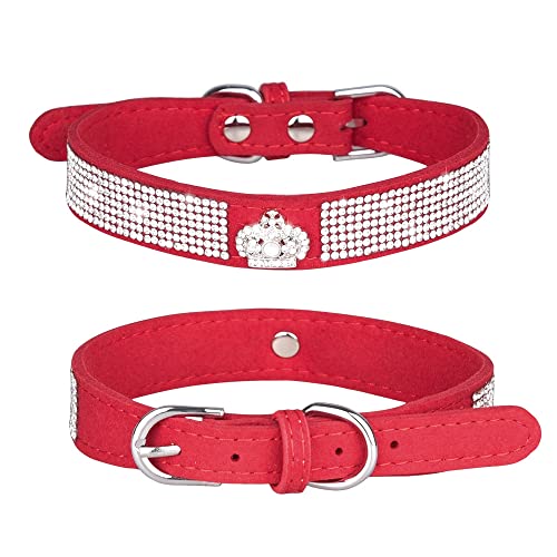 Hundehalsband mit Strasssteinen, funkelnd, weich, Wildleder, Katzenhalsband, Kristalldiamant, Krone für Haustiere, Welpenhalsband von HimyBB