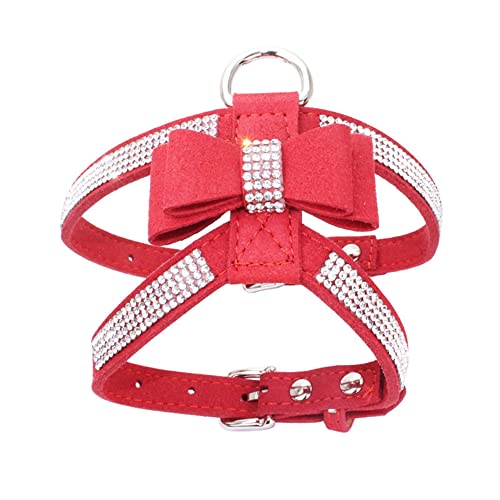 Hundegeschirr für kleine Hunde und Mädchen, Katzengeschirr mit Fliege, niedlich, ausgefallen, funkelnd, hübscher Kristalldiamant für kleine Haustiere, Yorkie, Chihuahua, Rot, Größe XS Hundegeschirr für kleine Hunde und Mädchen, Katzengeschirr mit Fliege, niedlich, ausgefallen, funkelnd, hübscher Kristalldiamant für kleine Haustiere, Yorkie, Chihuahua, Rot, Größe XS von HimyBB