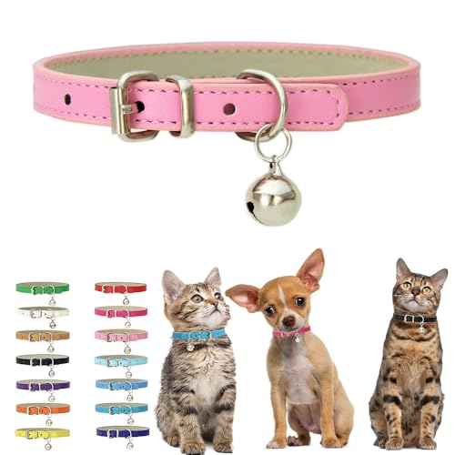 Rosa Welpenhalsband mit Glöckchen, weiches PU-Leder, Kätzchen-Hundehalsband, verstellbare Schnalle, für XXS, XS, XS, XS, M, winzig, weiblich, männlich, Jungen, Mädchen, Haustiere, kleine Katzen, Rosa Welpenhalsband mit Glöckchen, weiches PU-Leder, Kätzchen-Hundehalsband, verstellbare Schnalle, für XXS, XS, XS, XS, M, winzig, weiblich, männlich, Jungen, Mädchen, Haustiere, kleine Katzen, von HimyBB