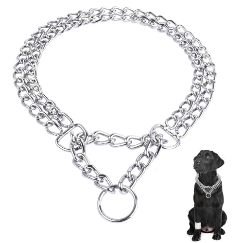 Silberne Hundehalsband, Chocker, verstellbar, Metall, kubanische Glieder-Hundehalsband, Doppelkette für große, kleine, mittelgroße Hunde Silberne Hundehalsband, Chocker, verstellbar, Metall, kubanische Glieder-Hundehalsband, Doppelkette für große, kleine, mittelgroße Hunde von HimyBB