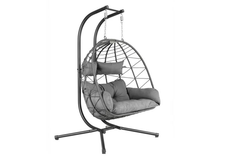 HinHocker Hängesessel Hängesessel für 2 Personen mit Gestell, Anthrazit, XXL Hängeschaukel I (1-St), Faltbarer Korb von HinHocker