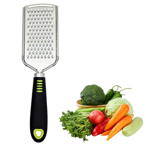 Hinapan 1 Stück Edelstahl Käsereibe, Rostfreie Metall-Zestenreibe mit Griff, Zitronenschaber mit Griff, Flache Handreibe für Gemüse, Zitrone, Käse, Kohl und Kartoffeln von Hinapan