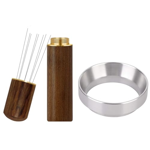Hinapan 1 Stück Espresso-Dosiertrichter, Mit 6 Edelstahl-Nadeln, Kaffee Dosierring 51mm Zubehör, Kaffee-Dosierring Aus Edelstahl, Espresso-Verteilungswerkzeug von Hinapan
